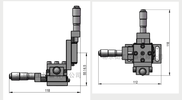 衡工HGAM301三維平移臺尺寸外形圖